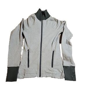 Nike Dri-Fit Jacket Sweatshirt XS‎ Woman GRAY/GREEN  Full Zip Up Athletic Pocket